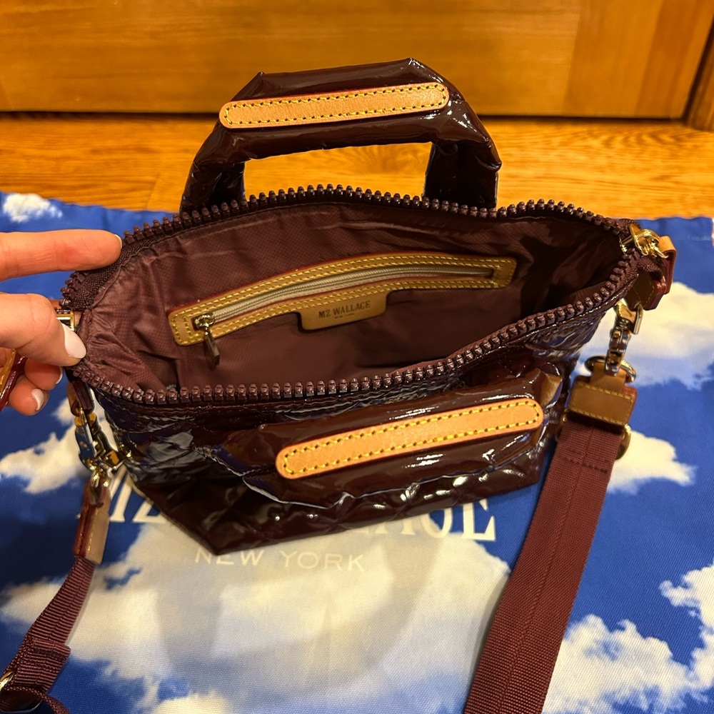MZ Wallace Quilted Glossy Brown Mini Bag - Picture 4 of 4